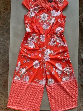 Red Floral Wide-Leg Jumpsuit Romper